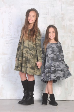 Two Camouflage Twirling Dresses