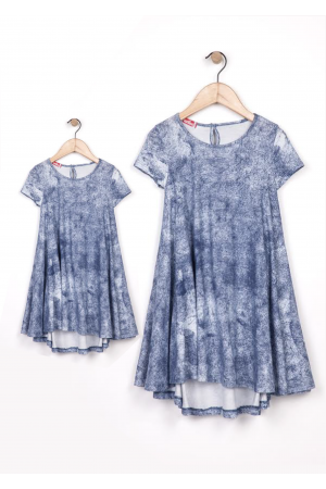 Mom&Me - White Dresses (With a Touch of Blue) for Mother and Daughter (Total Price)