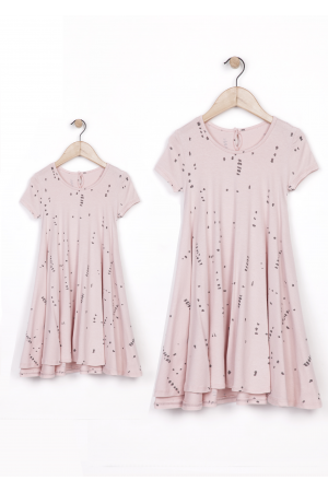 Mom&Me - Smoky Pink (Rain Drops Pattern) Dresses for Mother and Daughter (Total Price)
