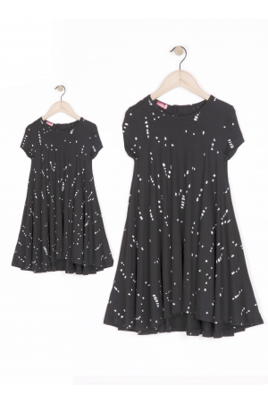 Mom&Me - Black (Rain Drops Pattern) Dresses for Mother and Daughter (Total Price)